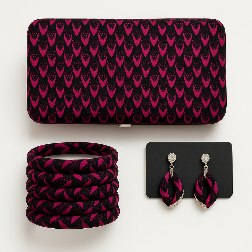 Hand Made Ankara Clutch Purse - Unique Pattern - Matching Accessories