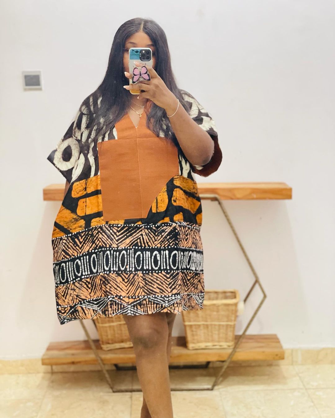 Caramel tones Ankara Boubou Dress- Handmade