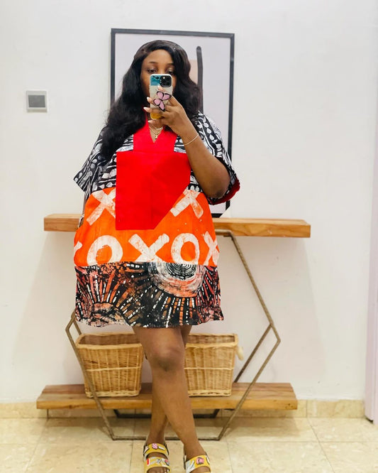 Mini Boubou - Handmade Ankara Dress Orange Heat