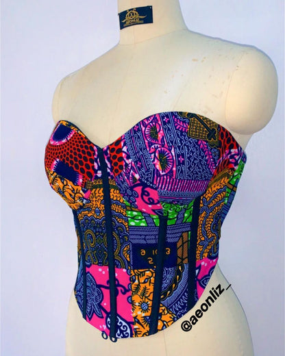 Risky - Handmade Ankara corset top