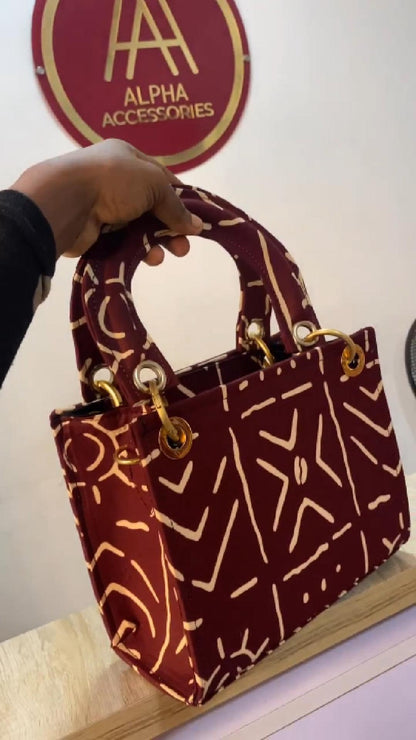 Chic Tote Ankara Handmade Bag - Burgundy