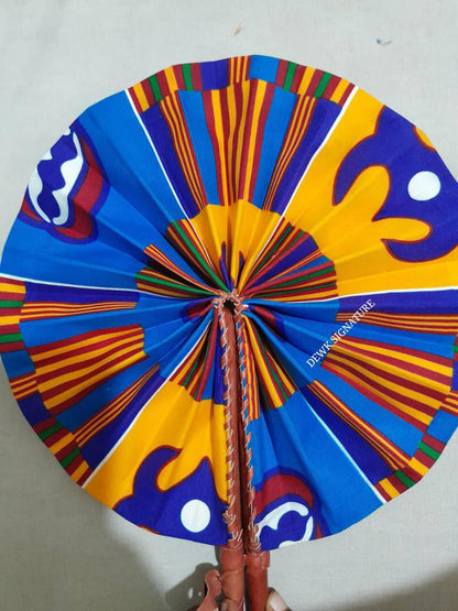 Ankara and genuine leather Handfan