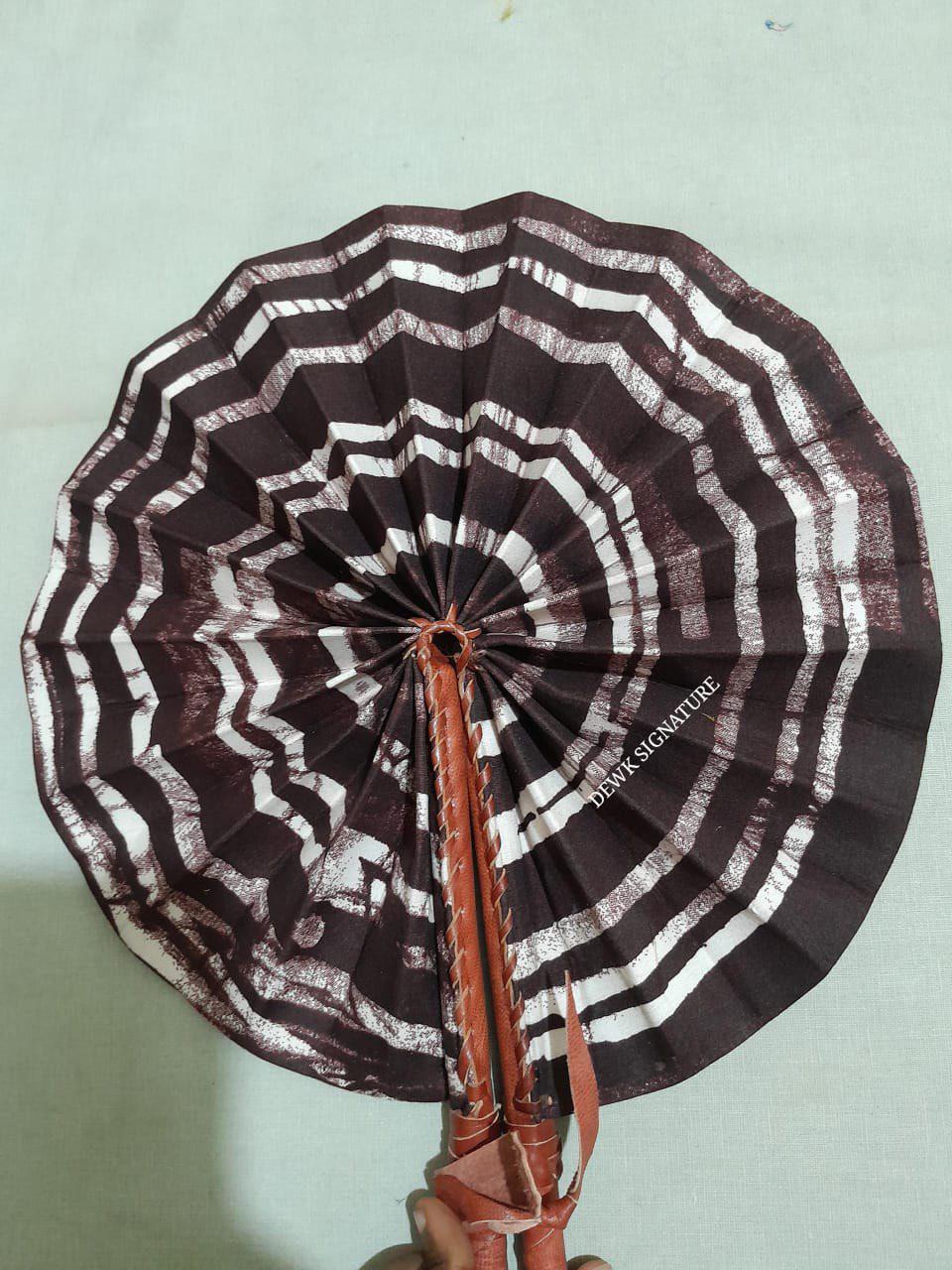 Ankara and genuine leather Handfan