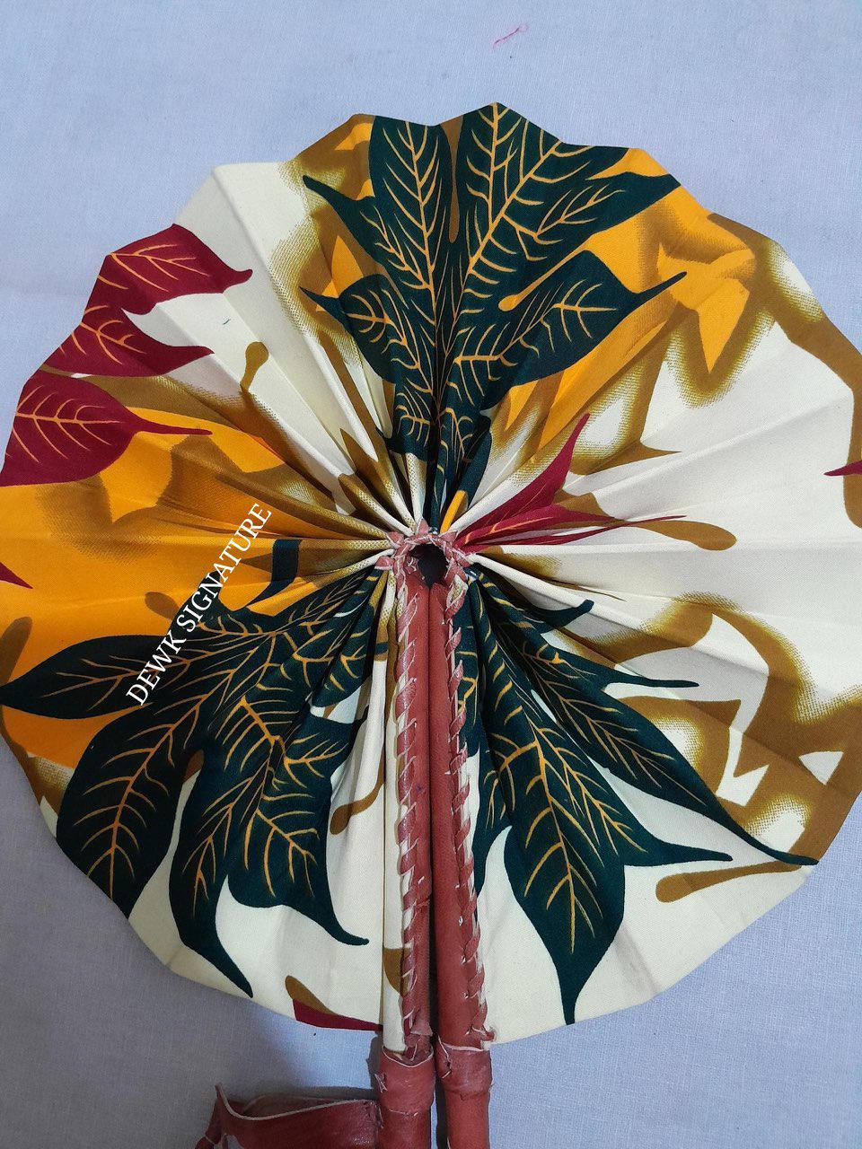 Ankara and genuine leather Handfan