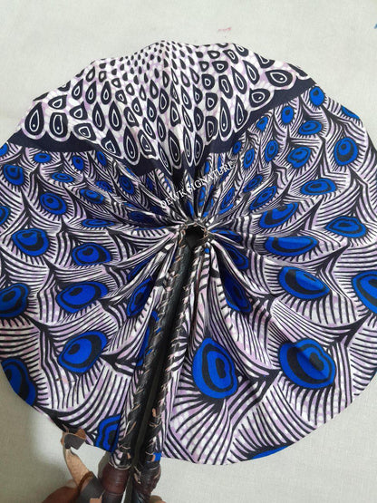 Ankara and genuine leather Handfan