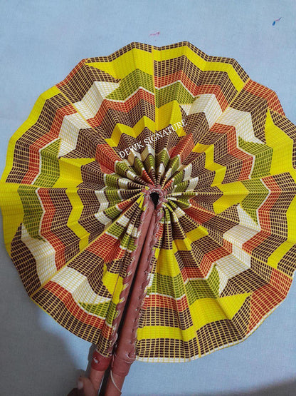 Ankara and genuine leather Handfan