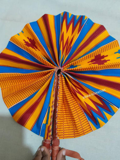 Ankara and genuine leather Handfan