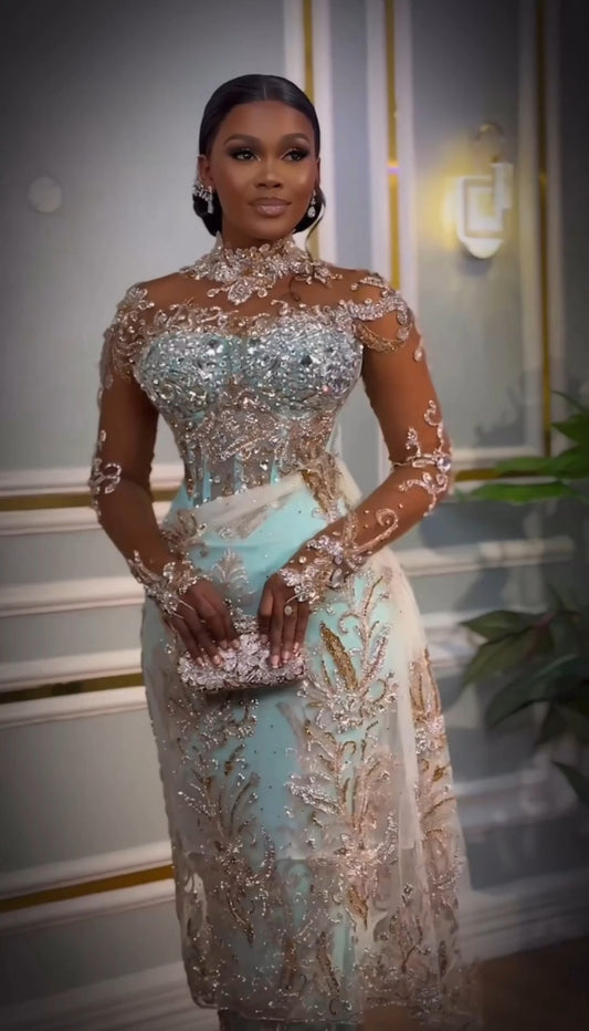 Glitzy glam Asoebi Prom Gown