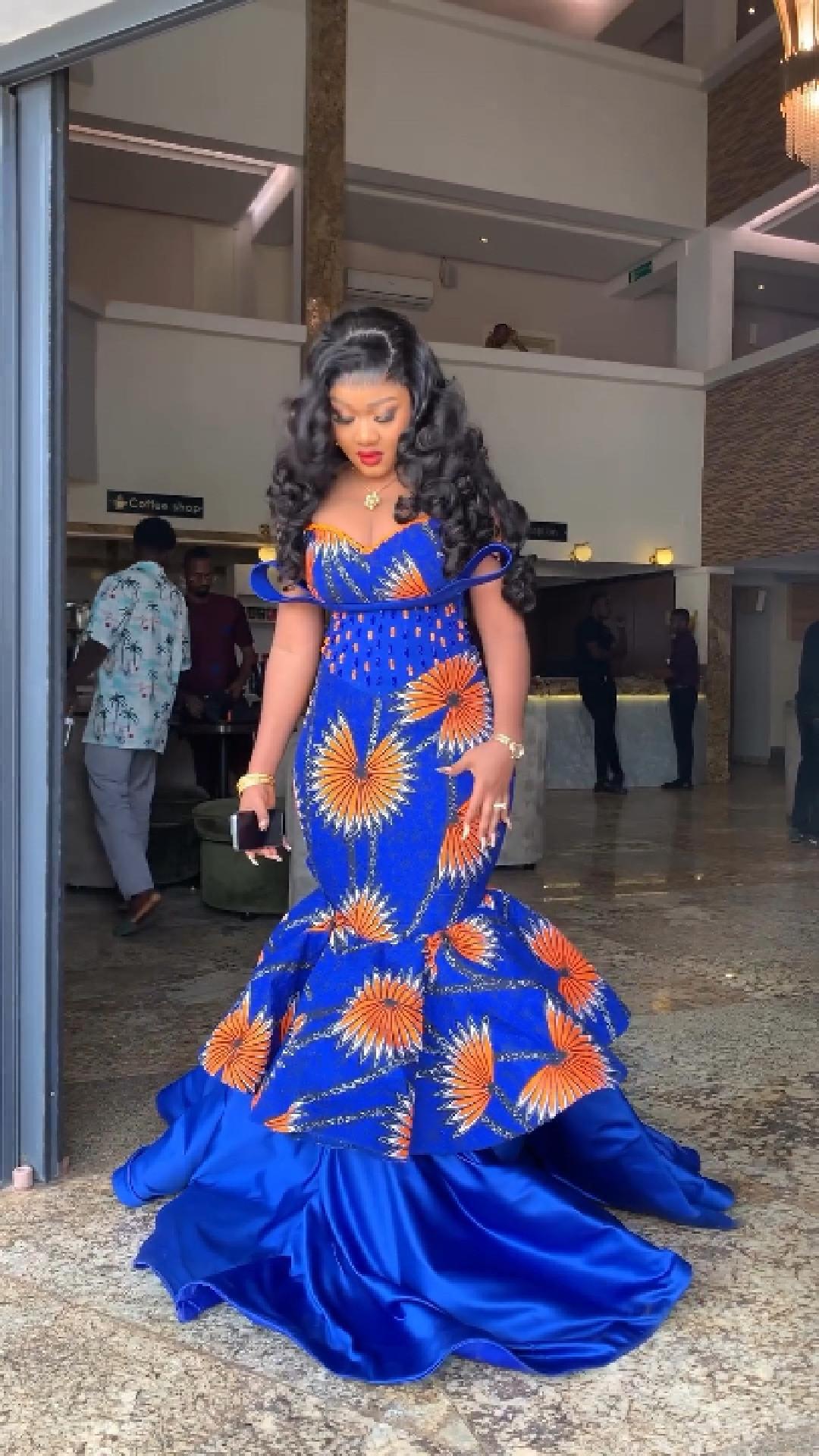 Statement Ankara beaded corset Asoebi Prom gown