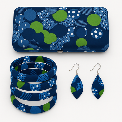 Hand Made Ankara Clutch Purse - Unique  Pattern - Matching Accessories - foliage