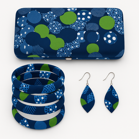 Hand Made Ankara Clutch Purse - Unique  Pattern - Matching Accessories - foliage