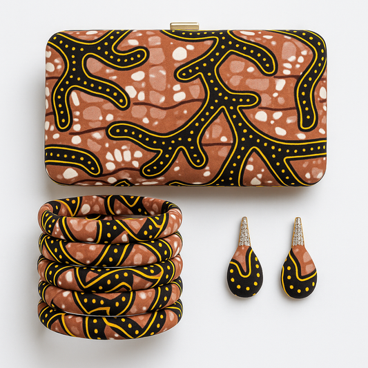 Hand Made Ankara Clutch Purse - Unique  Pattern - Matching Accessories - HiBrown