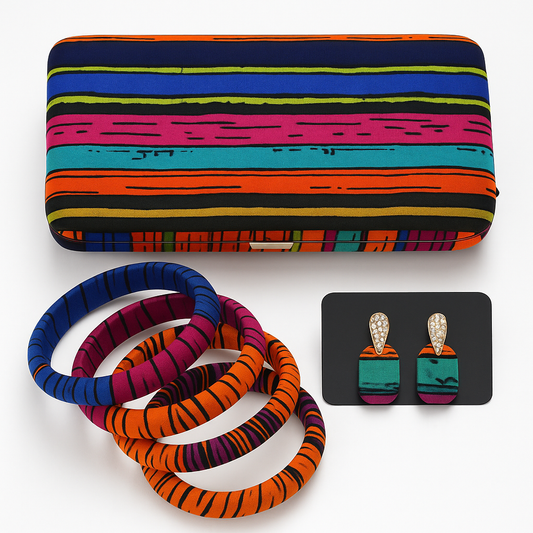 Hand Made Ankara Versatile Clutch Purse with Unique  Pattern with Matching Accessories