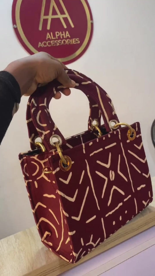 Chic Tote Ankara Handmade Bag - Burgundy