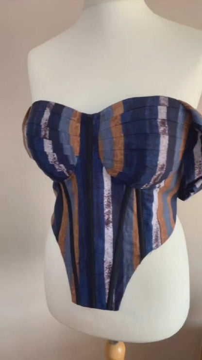 Stripped Greys - Handmade Ankara Corset Top