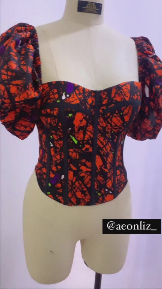 Low Cut Ankara Corset Top