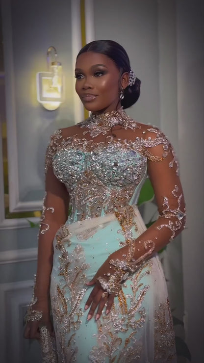 Glitzy glam Asoebi Prom Gown