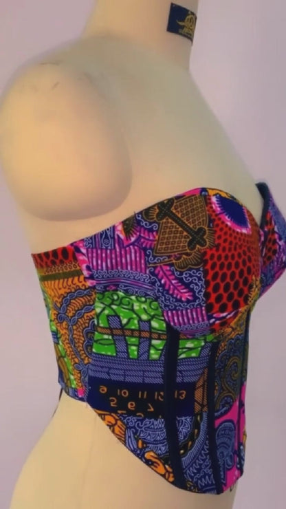 Risky - Handmade Ankara corset top